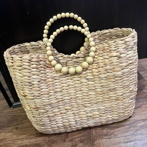 A New Day Circle Handbag Straw Tote Beach Bag